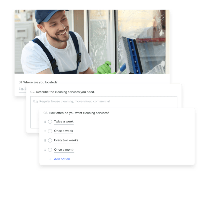 HoneyBook questionnaire for cleaning business clients