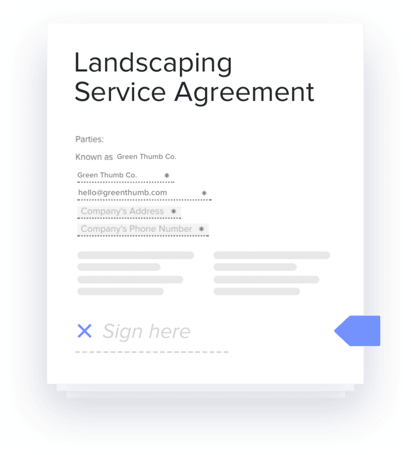 Landscape contract software to create online contracts